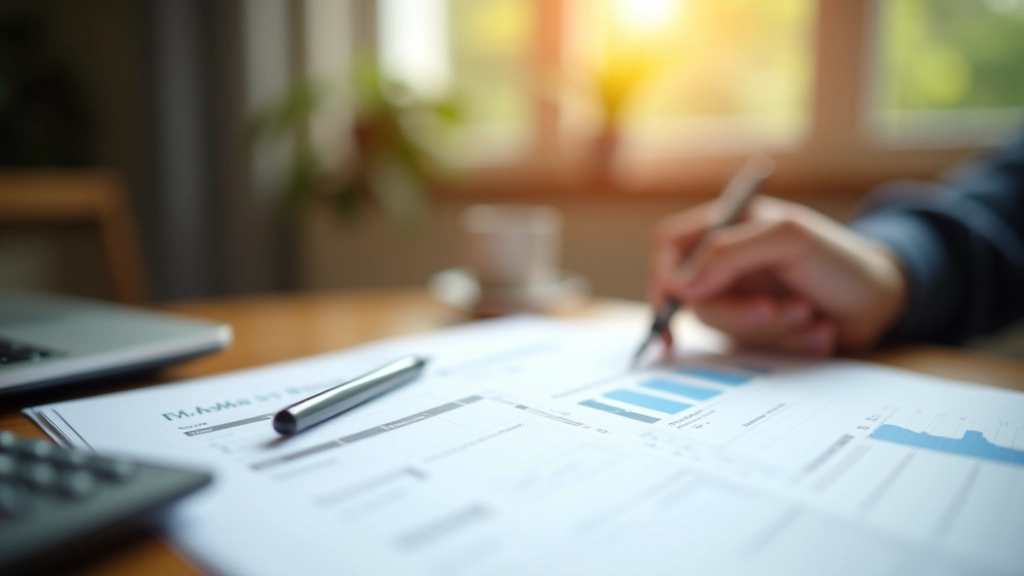 Schreibtisch mit Steuerunterlagen, Taschenrechner und Stift, professionelles Büro